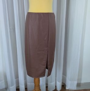 Ellie & Kate Brown Skirt Faux Leather Stretchy Size Medium